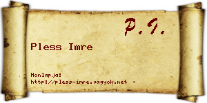 Pless Imre névjegykártya